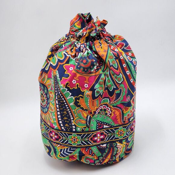 Vera Bradley 2013 Venetian Paisley Green Orange Red Ditty Drawstring Bag - Picture 2 of 9